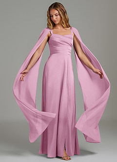 Azazie Niveah Bridesmaid Dresses Candy Pink A-Line Strapless Stretch Satin Convertible Dress image1