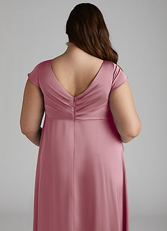 Azazie Allessia Maternity Bridesmaid Dresses A-Line Pleated Stretch Satin Floor-Length Dress image12