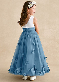 Azazie Vi Flower Girl Dresses Steel Blue A-Line Sleeveless Tulle Dress image4