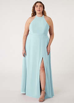 Azazie Clarice Robes de demoiselle d'honneur Robe Trapèze en Mousseline de soie Dos nu Verre De Mer image8