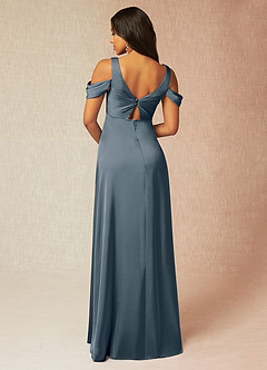 Azazie Rhea Maternity Bridesmaid Dresses A-Line Off-The-Shouler Pleated Stretch Satin Floor-Length Dress image2