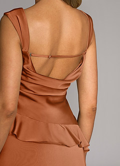 Azazie Sloane Bridesmaid Dresses Copper A-Line Sweetheart Neckline Stretch Satin Dress image6