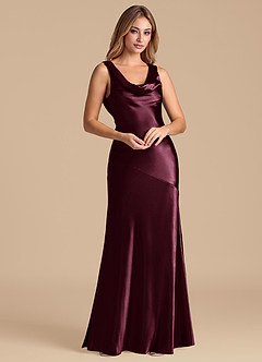 Azazie Rylina Bridesmaid Dresses Cabernet Mermaid Metallic Satin Dress image4