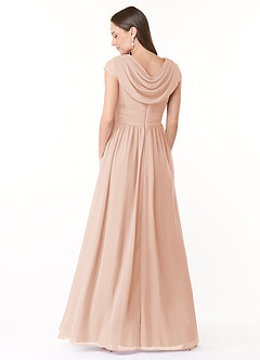 Azazie Organa Abiti da Damigella Abito A-Line in Chiffon Plissettato Rosa Inglese image2