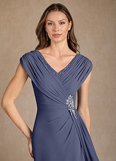 Azazie Bronson Abiti per la Madre della Sposa Abito A-Line in Chiffon Plissettato Stormy image5