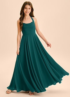 Azazie Kady Junior Peacock A-Line Sweetheart Neckline Chiffon Dress image4