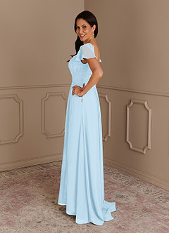 Azazie Gwenyth Final Sale Sky Blue A-Line Lace Chiffon Dress image5