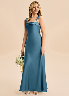 Azazie Willa Junior Bermuda A-Line Bow Stretch Satin Dress image5