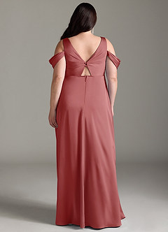 Azazie Rhea Maternity Bridesmaid Dresses A-Line Off-The-Shouler Pleated Stretch Satin Floor-Length Dress image9