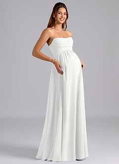 Azazie Saige Brautjungfernkleider für Schwangere A-Linie Plissee Chiffon Bodenlänge Kleid image8