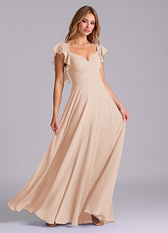 Azazie Leilani Bridesmaid Dresses English Rose A-Line Pleated Chiffon Dress image3