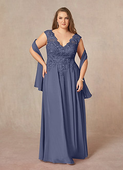 Azazie Amethyst vestidos de madre de la novia Vestido de Tormenta de Gasa de Corte En A con Lentejuelas Cuello V image9