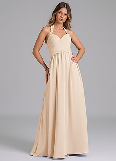 Azazie Darlyn Bridesmaid Dresses White Alabaster A-Line Pleated Chiffon Dress image3