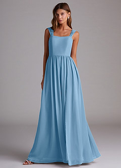 Azazie Calianna Jurken voor bruidsmeisjes Converteerbaar Jurk van Chiffon met A-Lijn Off the Shoulder Staal Blauw image4