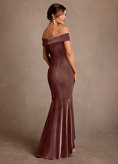 Azazie Billings Klänningar till brudens mor Klä Sjöjungfru i sammet Av axeln Espresso image3