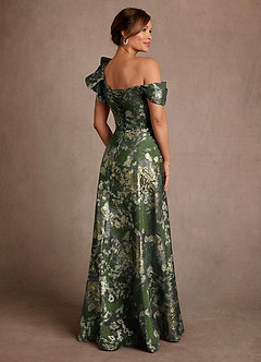 Azazie Des Moines Mother of the Bride Dresses Matcha Green A-Line One Shoulder Jacquard Dress image2