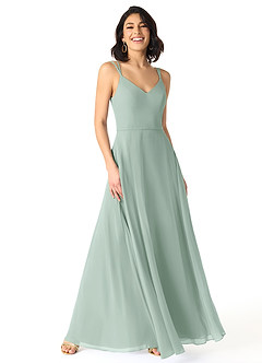 Azazie Janine At-home Try On Dresses Agave A-Line V-Neck Chiffon Dress image1