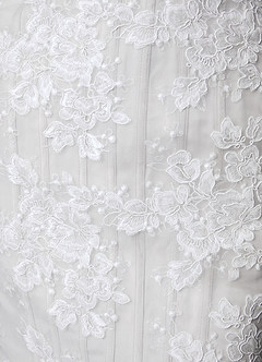 Azazie Janice Wedding Dresses Diamond White Mermaid Strapless Lace Dress image4