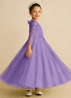 Azazie Precious Flower Girl Dresses Tahiti A-Line Lace Tulle Dress image3