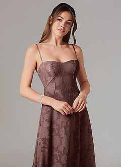 Azazie Valentine Suknie dla druhen Linia A Dekolt w kształcie serca Kwiatowe wypalenie Do ziemi Sukienka image2