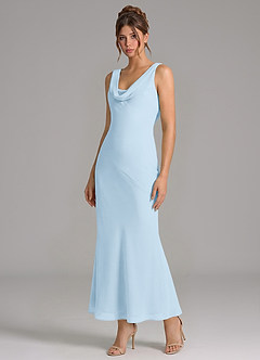 Azazie Rylina Final Sale Sky Blue Mermaid Pleated Chiffon Dress image4