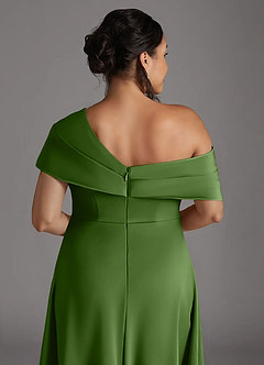 Azazie Milton Mother of the Bride Dresses Basil A-Line Pleated Stretch Satin Dress image10