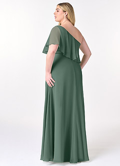 Azazie Lizzy Bridesmaid Dresses Sea Moss A-Line One Shoulder Chiffon Dress image11