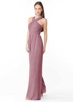 Azazie Berdie Bridesmaid Dresses Vintage Mauve Halter Chiffon Jumpsuit image3