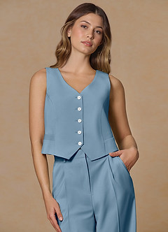 front Rowan Light Blue Refined Weave Performance vest