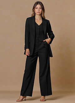 front Rowan Black Refined Weave Performance 3-Piece Suit