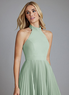 Azazie Keita Bridesmaid Dresses Agave A-Line Pleated Chiffon Dress image6