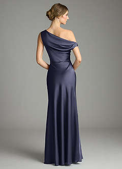 Azazie Emerson Bridesmaid Dresses Stormy Mermaid Off the Shoulder Stretch Satin Dress image2