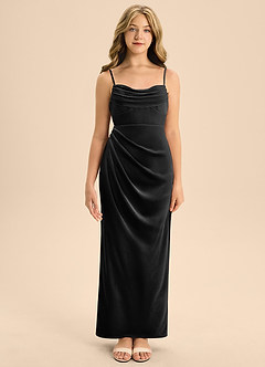 Azazie Mai Junior Black A-Line Sweetheart Neckline Velvet Dress image5
