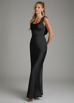 Azazie Elena Brautjungfernkleider Meerjungfrau-Linie Plissee Stretch-Satin Kleid Schwarz image5