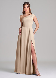 Azazie Melanie Suknie dla druhen Linia A Zza ramienia Szyfon Do ziemi Sukienka image3