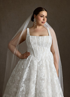 Azazie Geneva Wedding Dresses Diamond White Ball-Gown Square Neckline Lace Dress image12
