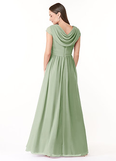 Azazie Organa Bridesmaid Dresses Dusty Sage A-Line Pleated Chiffon Dress image2