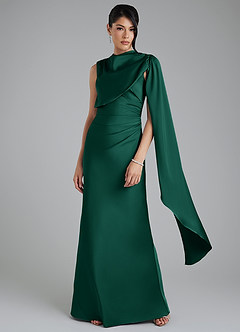 Azazie Taj Bridesmaid Dresses Emerald Mermaid Corset Stretch Satin Dress image4