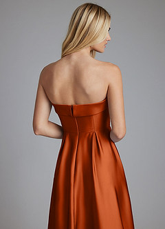 Azazie Lucienne Bridesmaid Dresses Burnt Orange A-Line Strapless Stretch Satin Convertible Dress image6