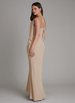 Azazie Yura Bridesmaid Dresses Taupe Mermaid Off the Shoulder Chiffon Dress image6