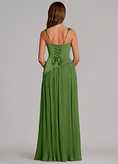 Azazie Stephanie Vestidos de damas de honor Vestido de Albahaca de Satén Elástico de Corte en A con Plisado image5