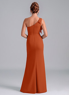 Azazie Rinna Bridesmaid Dresses Burnt Orange Mermaid One Shoulder Chiffon Dress image2