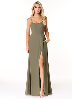 Azazie Moira Bridesmaid Dresses Willow Green A-Line Scoop Chiffon Dress image1