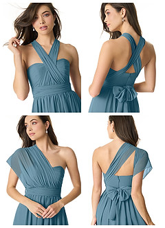 Azazie Olani Bridesmaid Dresses Bermuda A-Line One Shoulder Chiffon Convertible Dress image8