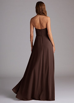 Azazie Wren 신부 들러리 드레스 A라인 사이드 슬릿 쉬폰 바닥 길이 드레스 image4