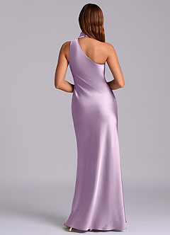 Azazie Seona 신부 들러리 드레스 인어 한쪽 어깨 스트레치 새틴 바닥 길이 드레스 image4