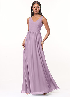 Azazie Keyla Bridesmaid Dresses Wisteria A-Line V-Neck Pleated Chiffon Dress image1