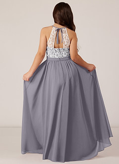 Azazie Fahari Junior A-Linie Spitze Chiffon Kleid Dusty Sage image1
