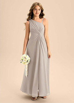 Azazie Brooke Junior Vestido de Escarcha de Gasa de Corte en A con Corte Lateral image1