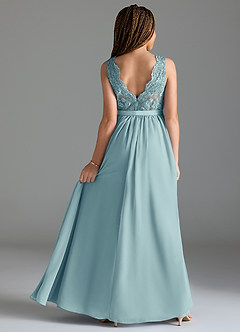 Azazie Elly Junior Sea Glass A-Line Lace Chiffon Dress image2